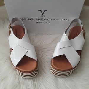 White Platform Leather Sandals